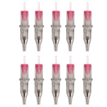 (Pink) 10pcs 2ml Tattoo Cartridges 0.5mm Liner Shader for Practice Red
