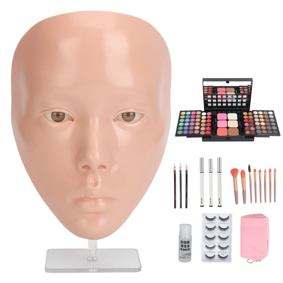 Pink/Yellow ( Skin) 5D Silicone Makeup Mannequin Eyelash/Eyeliner Brushes Skin