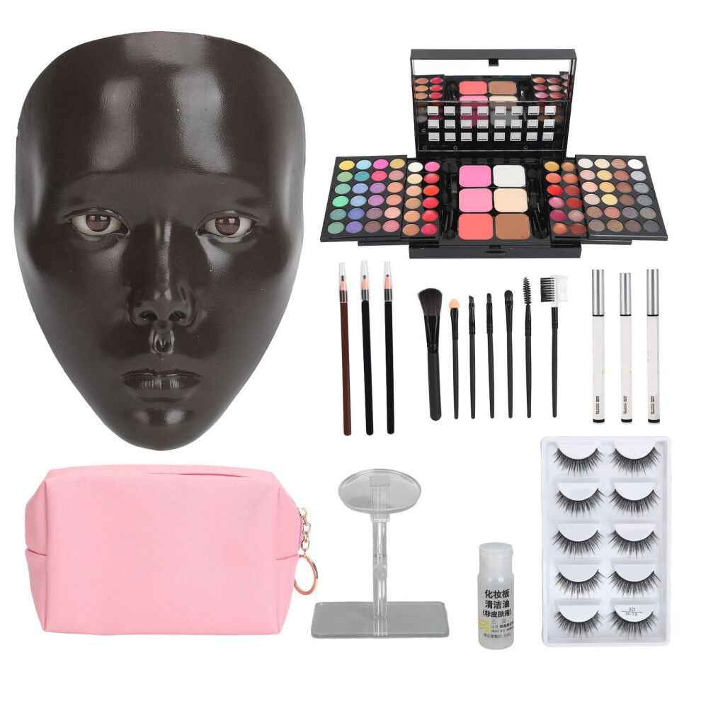 (Dark Skin Color) 5D Makeup Practice Face Board Kit Reusable 3.4oz Cream 28.1ml