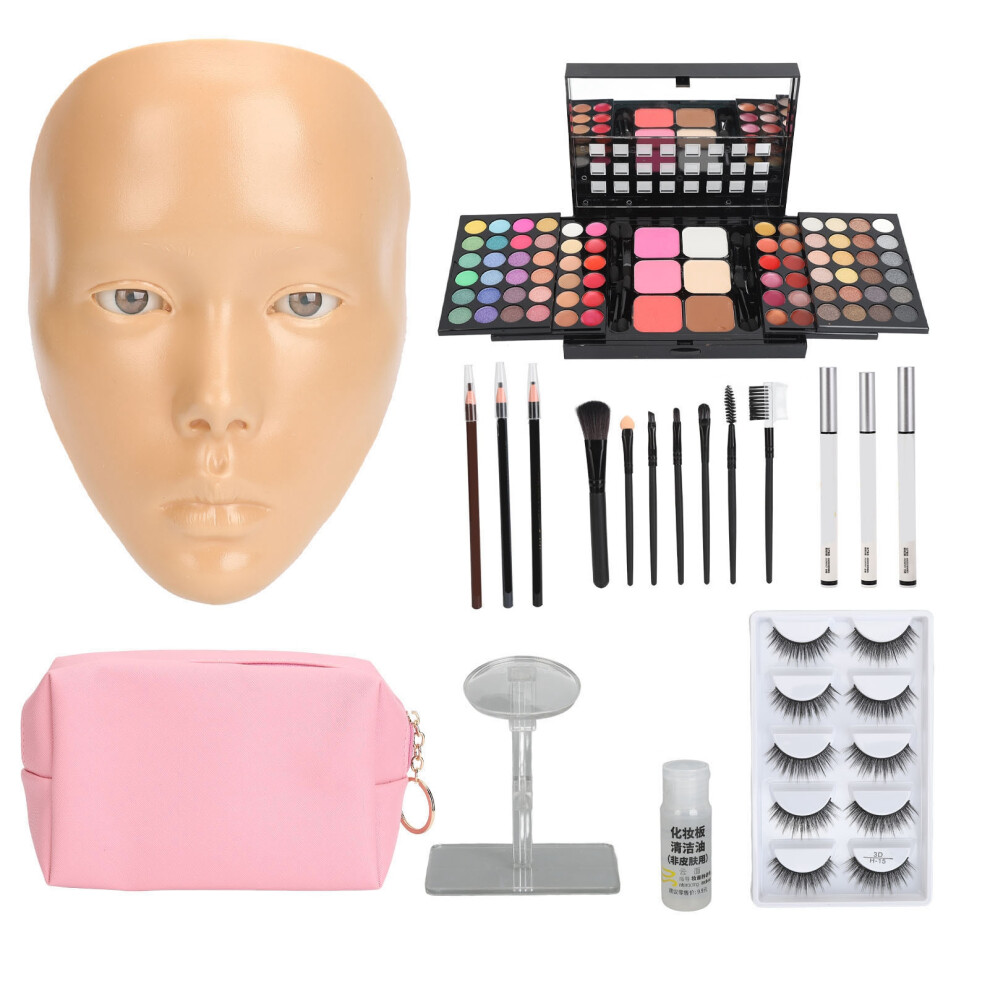 (Wheat Skin Color) 5D Makeup Practice Face Board Kit Reusable 3.4oz Cream 28.1ml