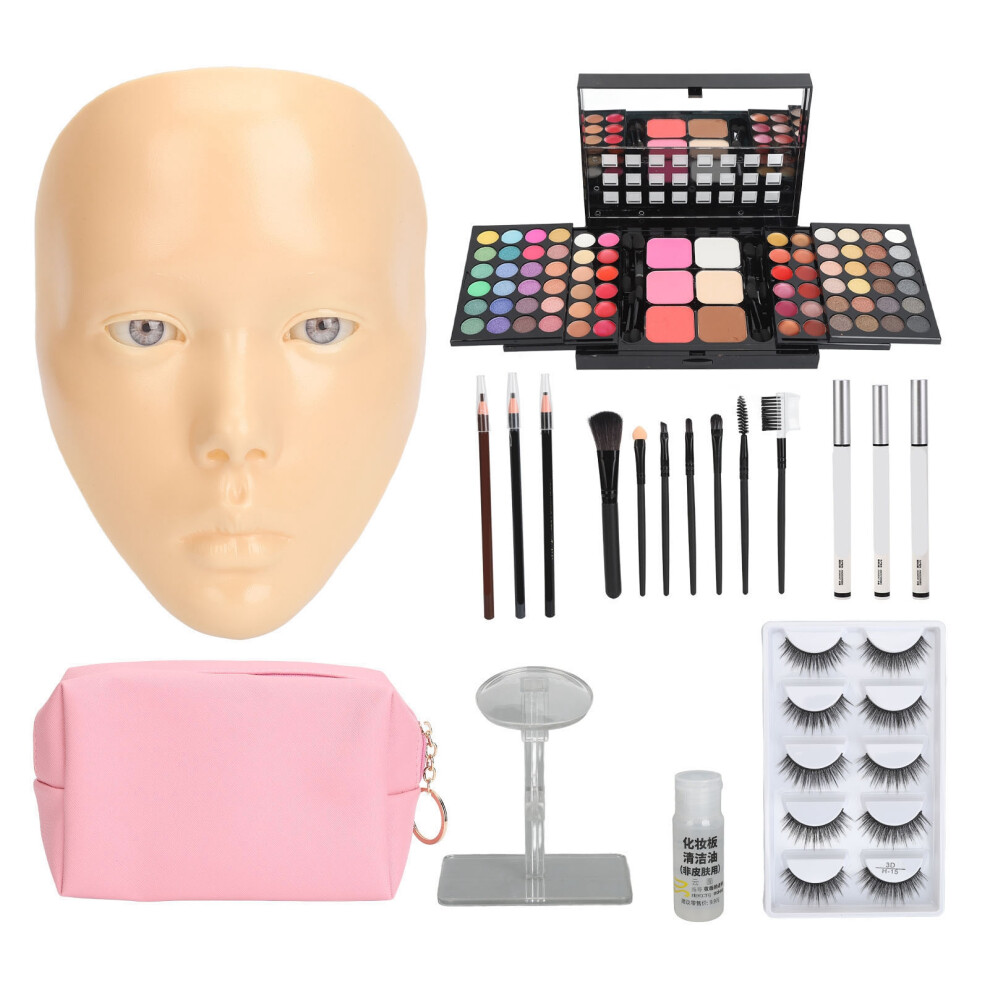 (White Skin Color) 5D Makeup Practice Face Board Kit Reusable 3.4oz Cream 28.1ml