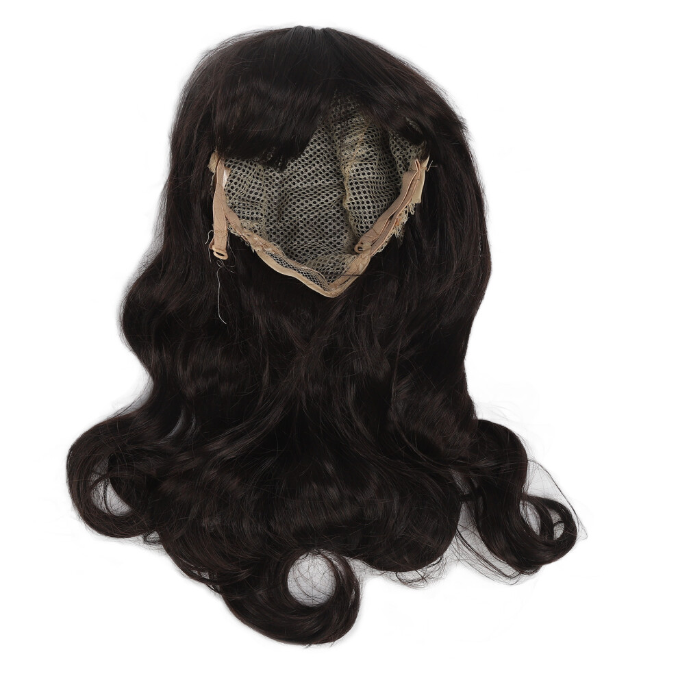 Unisex Brown Kid Girl Long Curly Wig Heat Resistant Synthetic Dark Wavy Bangs