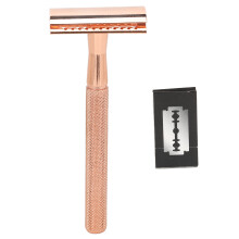 (Rose Gold) Doppelschneidiger manueller Barttrimmer wasserdicht roségold