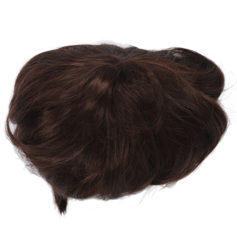 Boy Curly Short Wig Fluffy Texture Synthetic Childern Dark Brown