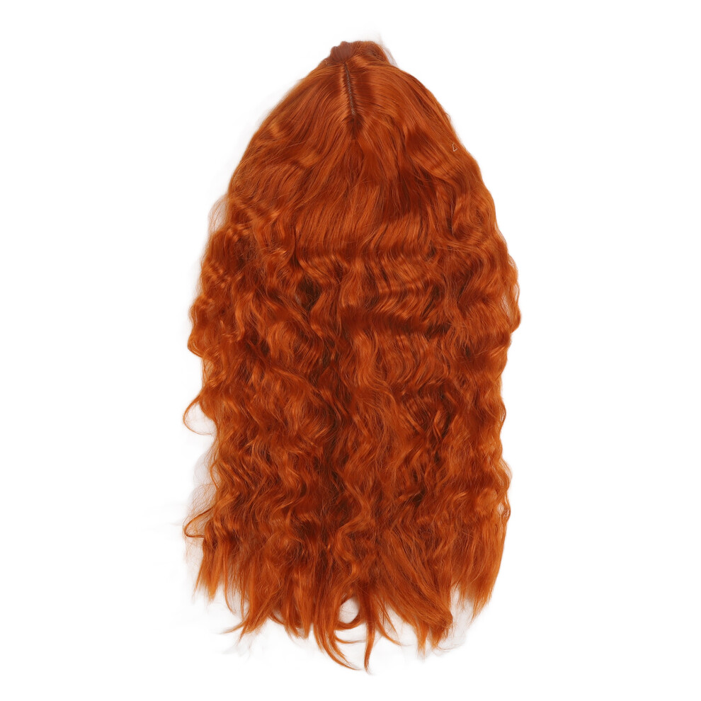Unisex Blue,Orange (Dirty Orange) Women Wig Casual Long Curly Wavy Toupee Daily Party Soot Blue