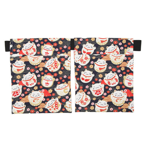 (Cat Pattern) Mastectomy Drain Holder Bag Elastic Strap Breast Surgery Pouch