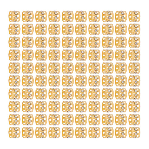(Gold) 100 Stk Dreadlock Perlen Strass Gold Haarringe 1