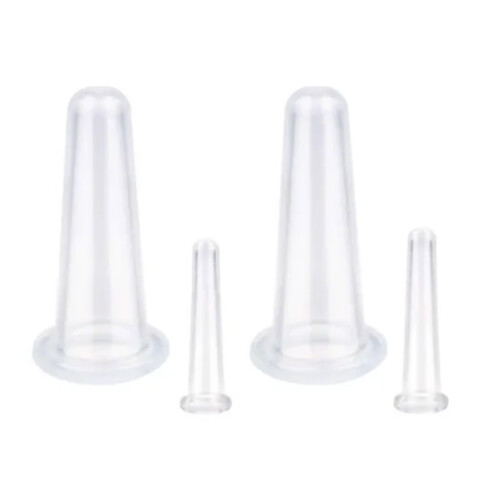(White) 4 Pezzi Coppa Suzione Silicone Liquido Massaggio Facciale