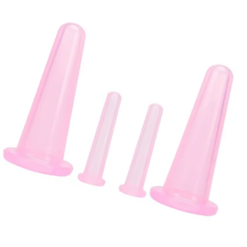 (Pink) 4 Pezzi Coppa Suzione Silicone Liquido Massaggio Facciale 1