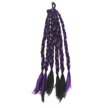 (Balck Purple) Geflochtener Pferdeschwanz-Erweiterung lang weich schwarz-lila