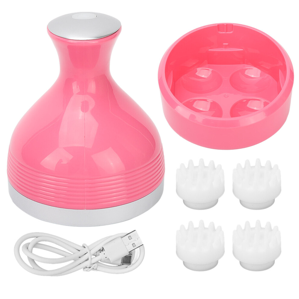 Pink/White () Electric Scalp Massager Ipx7 Waterproof 4 Modes Silicone