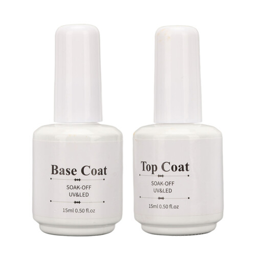 Set Base Top Coat Gel UV Brillante Resistente Manicure
