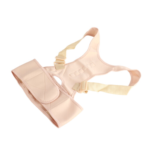 (Beige XL) Magnetic Shoulder Back Support Belt Posture Corrector Beige 2