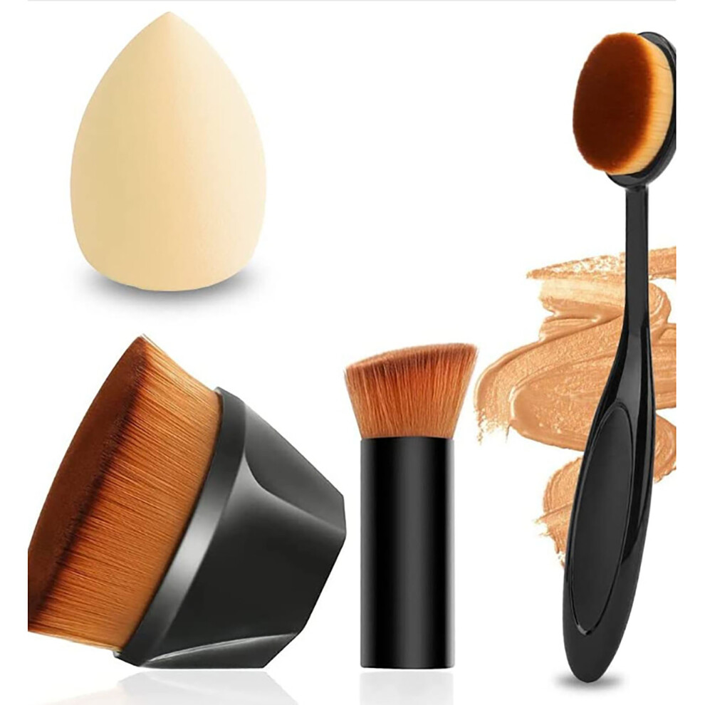 Black 4Pcs Makeup Brushes Set Professional Sponge Egg