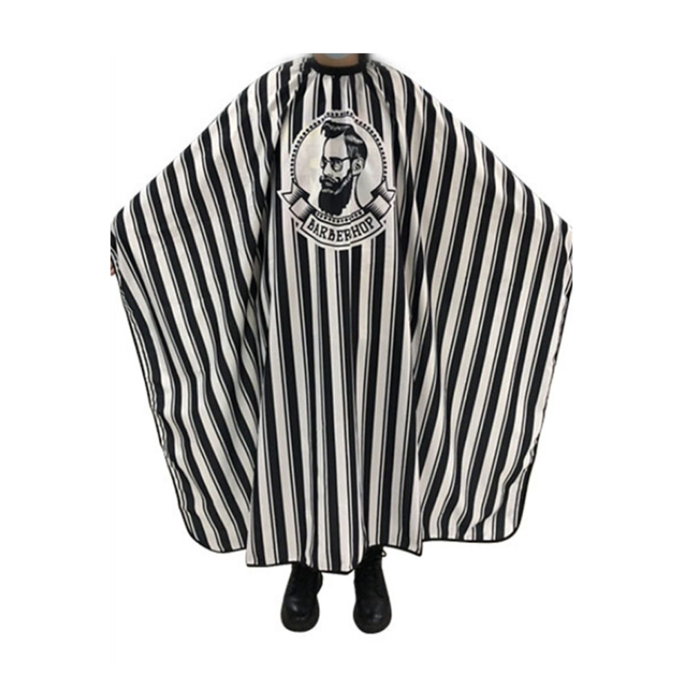 Hair Cutting Cape Black White Stripes Nylon Barber Cape for Adults