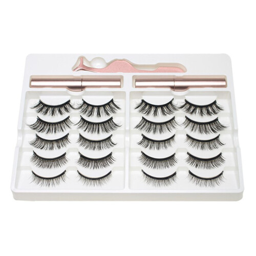 10 Paar Magnetwimpern Set mit Eyeliner Pinzette