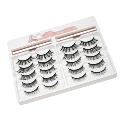 10 Paar Magnetwimpern Set mit Eyeliner Pinzette 1