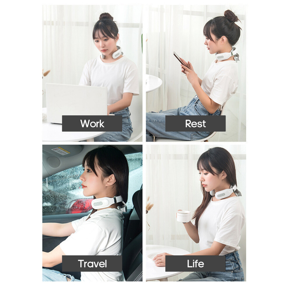 4-Head Cervical Spine Massager USB Rechargeable Pulse Heating