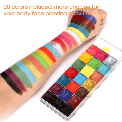 20 Farben Körper- & Gesichtsmalpalette für Halloween 1