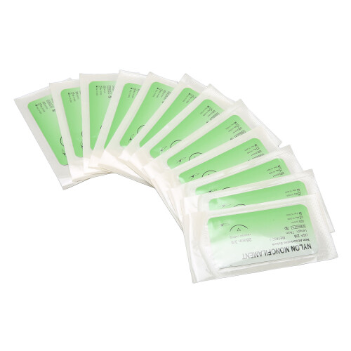 (2/0) 12pcs Suture Practice Thread Set Nylon 2/0 with Curved Needle 1