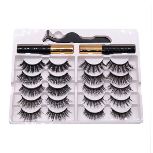 10 Pairs Magnetic False Eyelashes Waterproof Reusable with Liner Tool