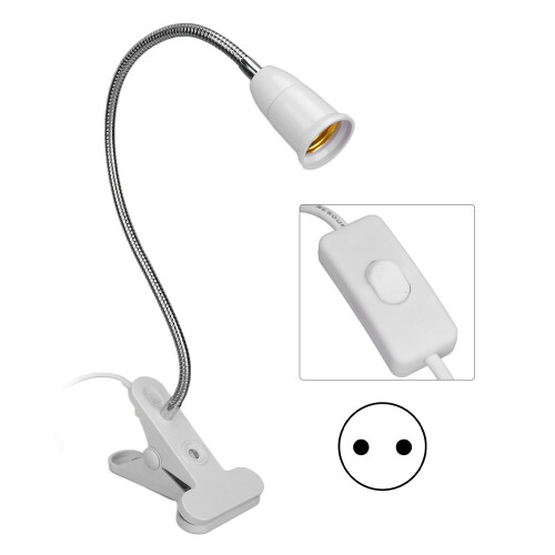(EU Plug) LED Desk Clip Lamp E27 Adjustable Neck Clamp Holder
