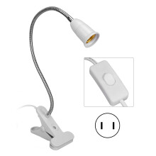 (US Plug) LED Desk Clip Lamp E27 Adjustable Neck Clamp Holder