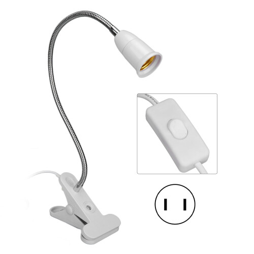 (US Plug) LED Desk Clip Lamp E27 Adjustable Neck Clamp Holder