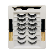 7 Pairs Magnetism False Eyelash Kit with Eyeliner Tweezers Reusable