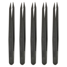 10x Anti-Static Black Plastic Tweezers for Electronics Lab