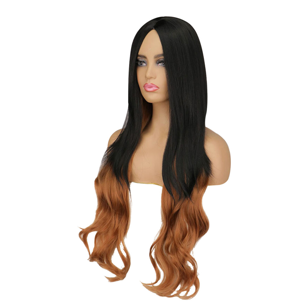 Unisex Orange,Brown (Brown) Long Curly Wig Fashionable Shiny Soft Orange For Cosplay Parties