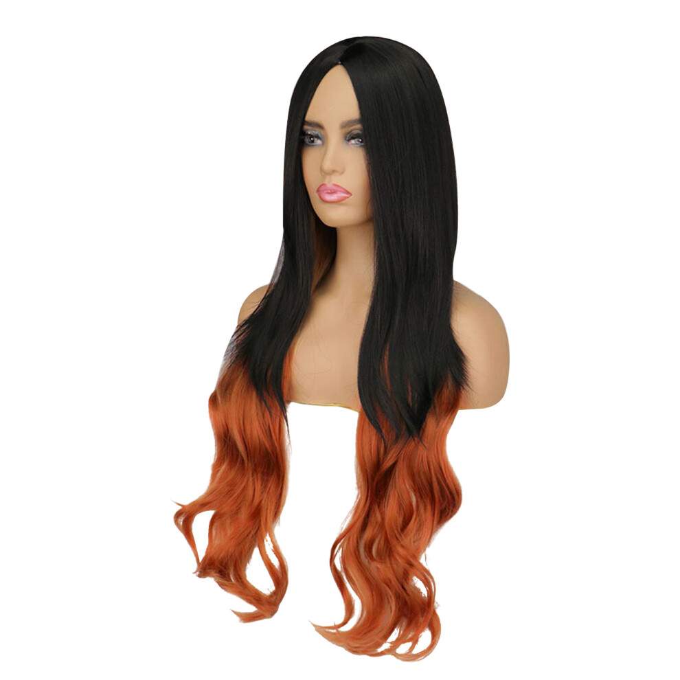 Unisex Orange (Orange) Long Curly Wig Fashionable Shiny Soft For Cosplay Parties