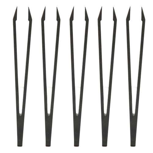 10x Anti-Static Black Plastic Tweezers for Electronics Lab 2