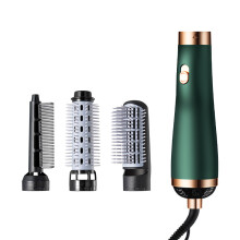 (Green) 3in1 Hot Air Brush Hair Dryer Styler Curler Straightener Negative Ion