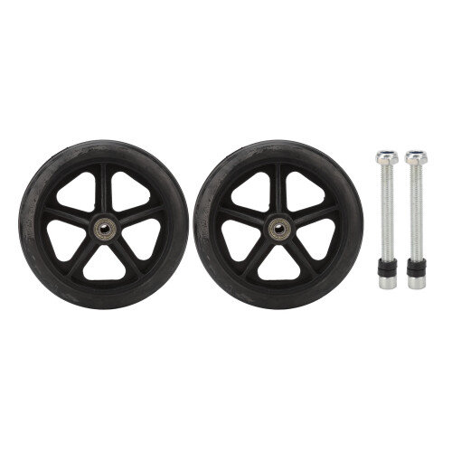 2x Black PU Front Wheels Replacement for Electric Wheelchair