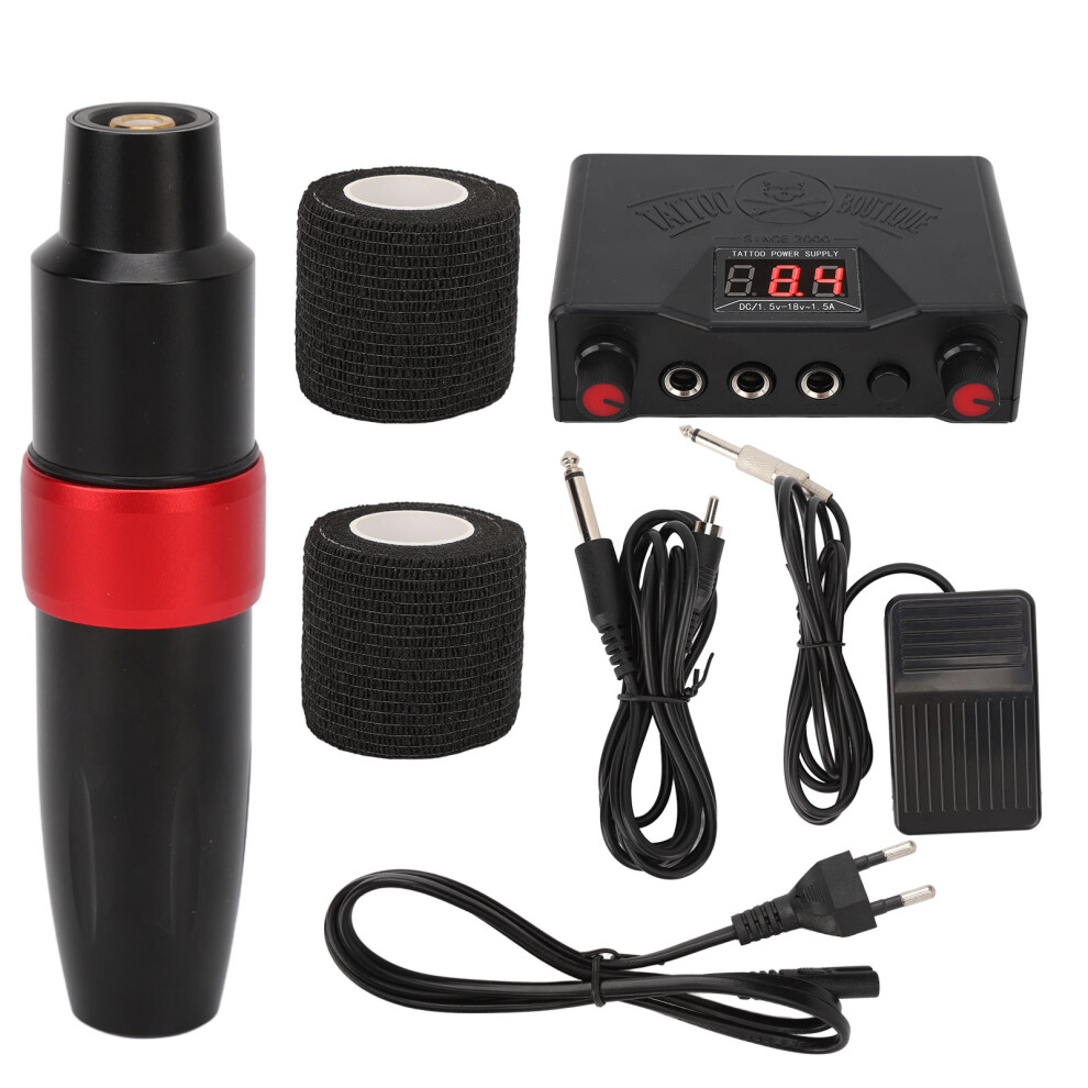 (EU Plug) Rotary Tattoo Machine Kit Pro with Power Supply Clip Cord Foot Pedal
