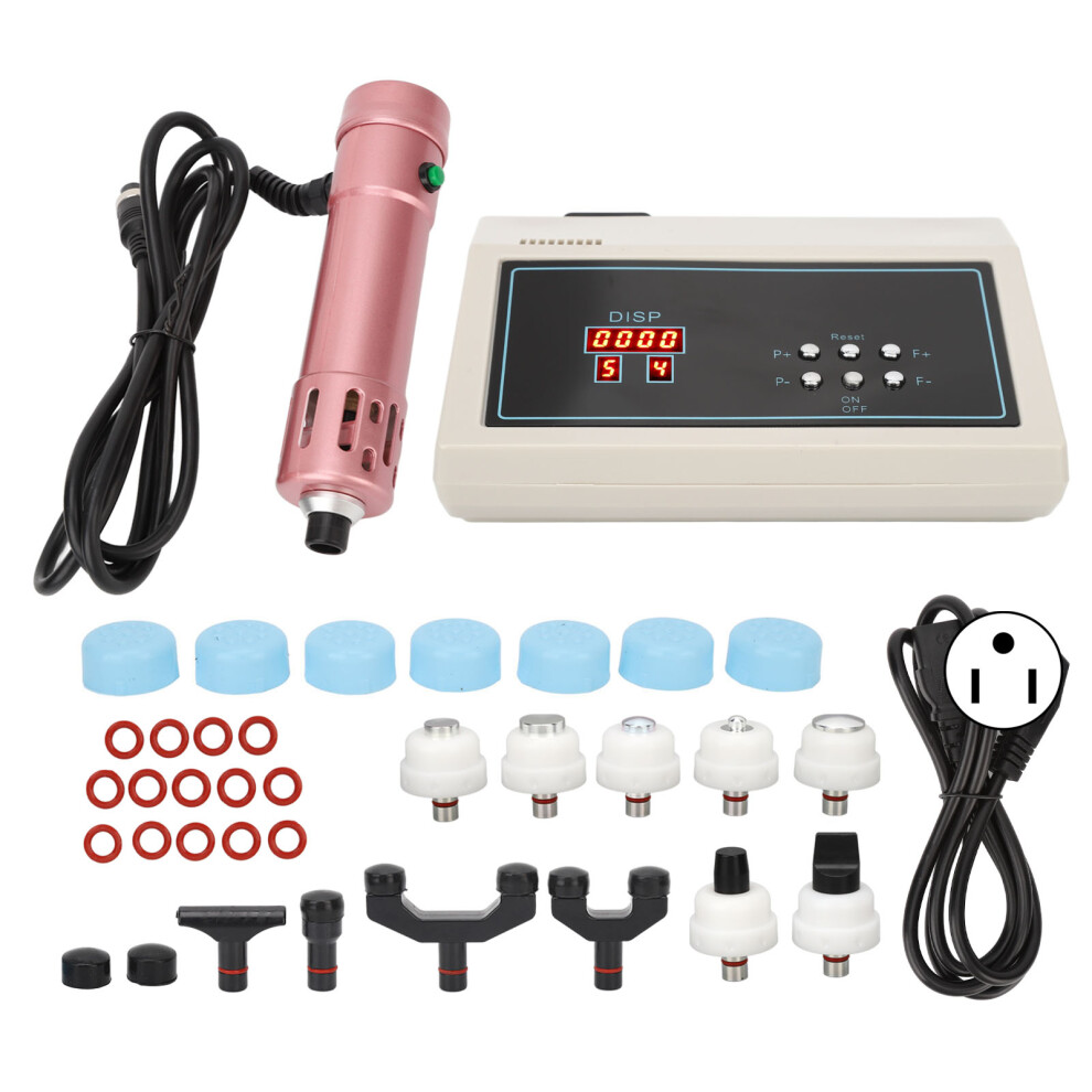 (US Plug) Shockwave Therapy Machine 11 Heads Radial ED Rose Gold 100-240V US