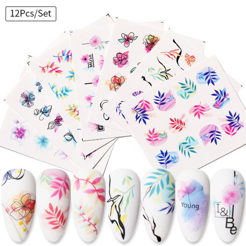 12x Nagel-Aufkleber Maniküre Schablone DIY Folien 2