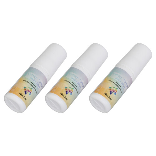 3x 24ml Tattoo-Kleber Glitzer DIY Körper-Schmuck 2