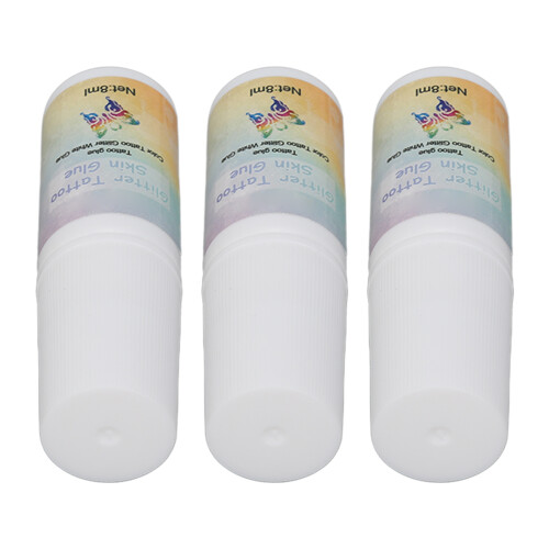 3x 24ml Tattoo-Kleber Glitzer DIY Körper-Schmuck 1