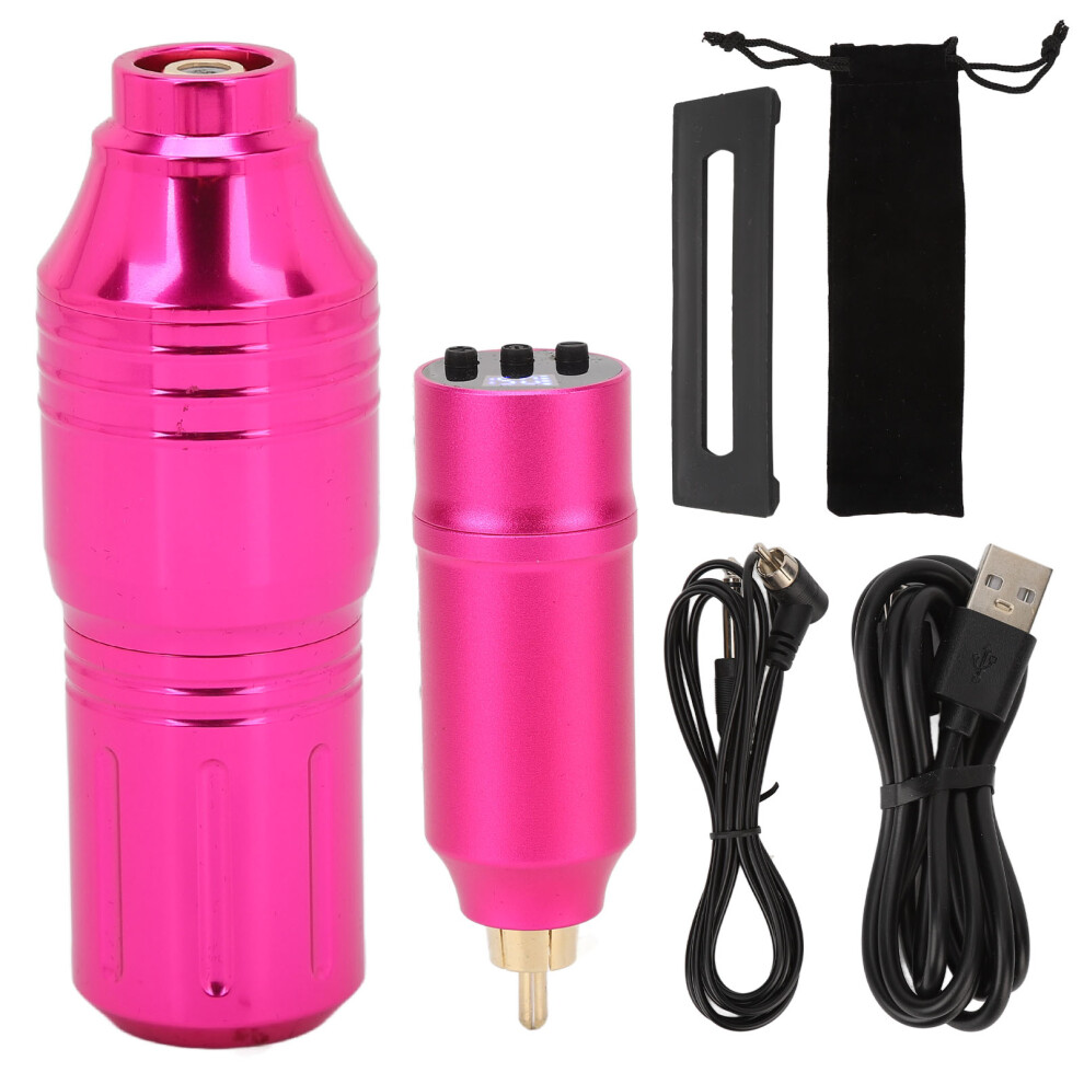 (Rose Red Tattoo Pen Power Supply) 1300mAh Cordless Tattoo Kit Low Noise Voltage Adjustable LCD Blue