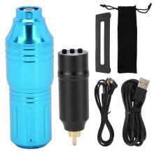 (Blue Tattoo Pen Black Power Supply) 1300mAh Cordless Tattoo Kit LCD Blue Low Noise