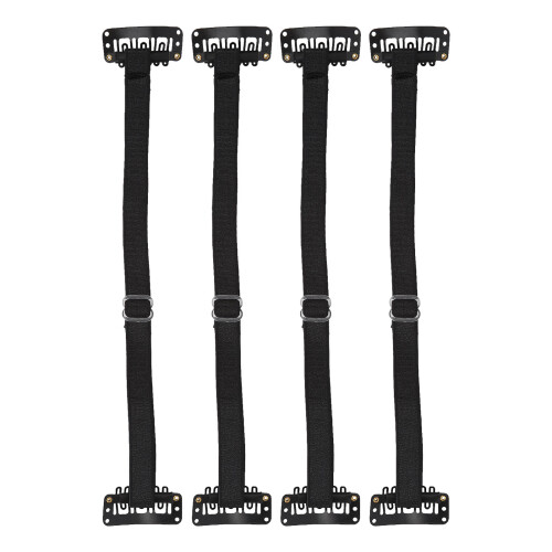 (Black) 4PCS Adjustable Face Lifting Band Hairclip 1