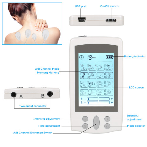 TENS EMS Stimulator 16 Modi 20 Stufen Pulsmassagegerät 1