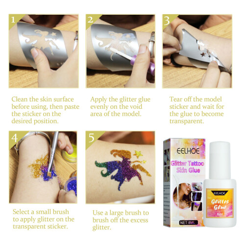 EELHOE 8ml Glitter Tattoo Hautkleber Gesicht/Körper Make-up 1