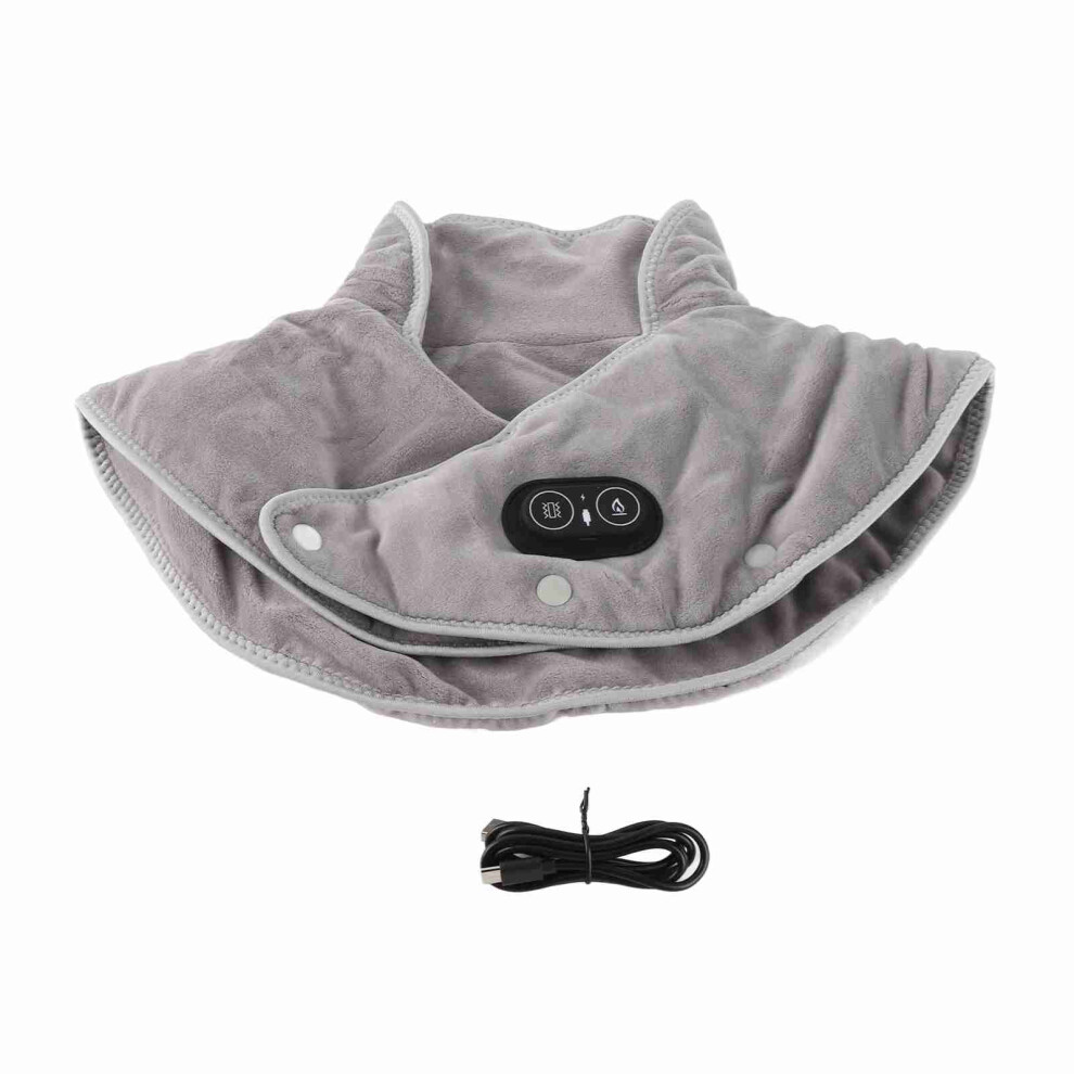 Grey Heating Pad Neck Shoulders 3 Level Temp Massage Sable Fabric