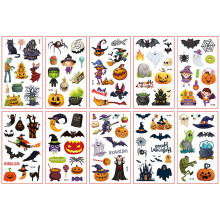 10x Halloween-Tätowierungen für Kinder: Kürbis, Hexe, Geist