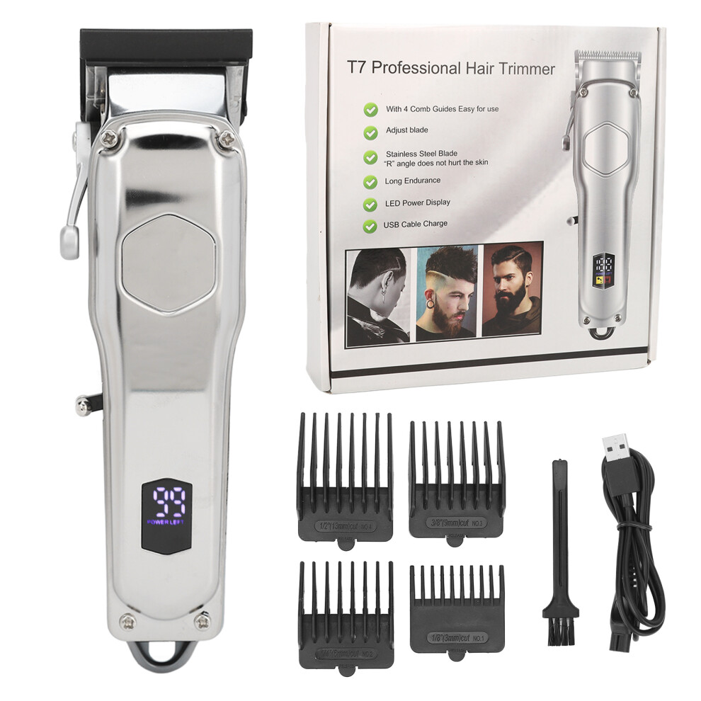 Rechargeable Electric Hair Trimmer Cordless Beard Clipper with Combs