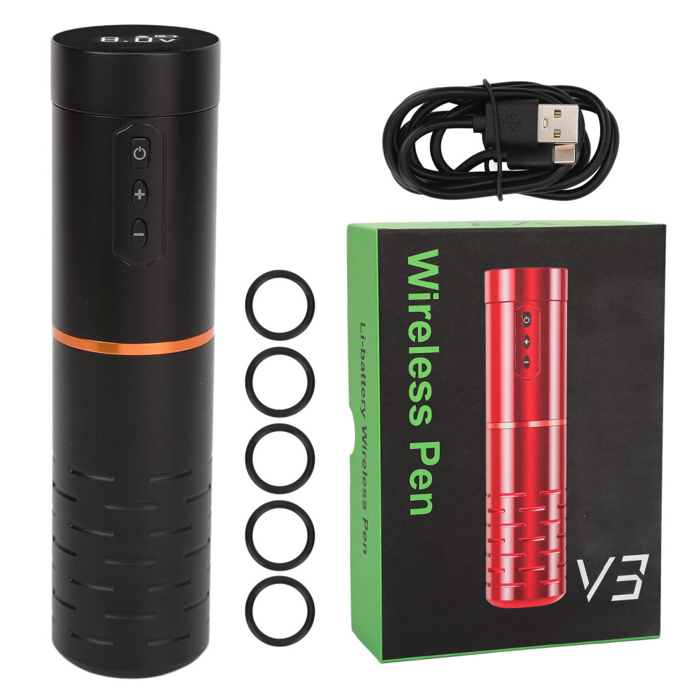 Black (Black) Cordless Tattoo Pen Aluminum Lcd 1800Mah Rechargeable