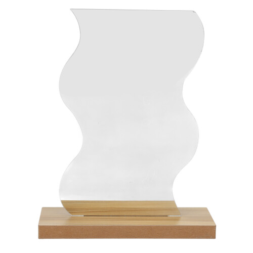 Acrylic Desktop Makeup Mirror Irregular Aesthetic with Wooden Base 1